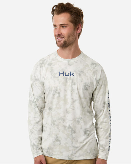 HUK Men's Airweight KS Printed Crewneck Pullover