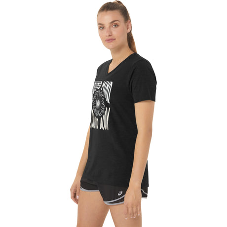 Asics Women's Sunflower Slogan V-Neck Womens Apparel Shirts & Tops