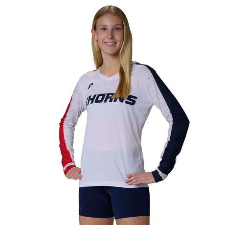 Custom V-Neck Long Sleeve Fitted T-Shirt Team Volleyball Jerseys