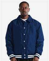 Shaka Wear Men's Collared Varsity Jacket-3