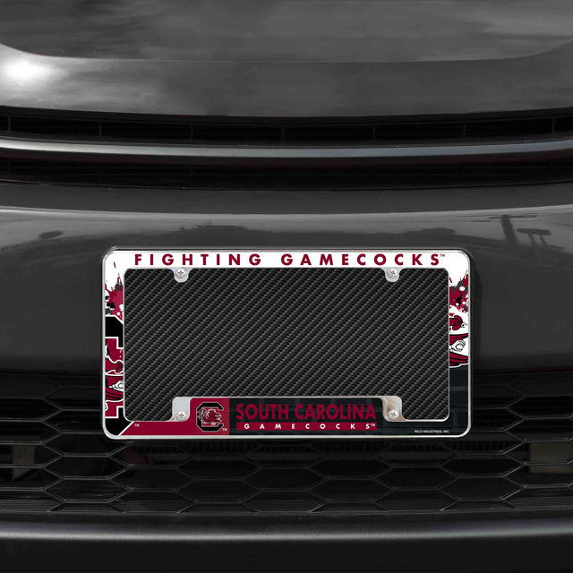 Rico Industries NCAA South Carolina Gamecocks Primary 12" x 6" Chrome License Plate Frame-1