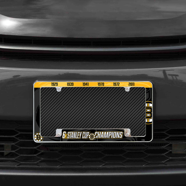 Rico Industries NHL  Boston Bruins Multi Champ 12" x 6" Chrome License Plate Frame-1