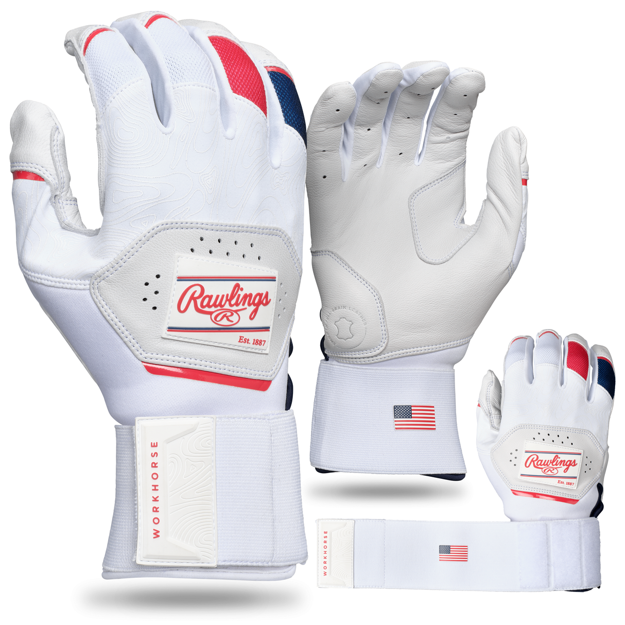 Rawlings Youth Workhorse Compression Strap Baseball Batting Gloves-1
