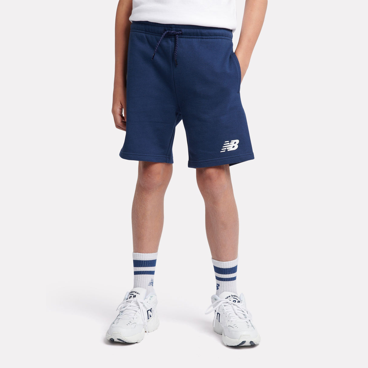 New Balance Youth French Terry Stacked Logo Short-1