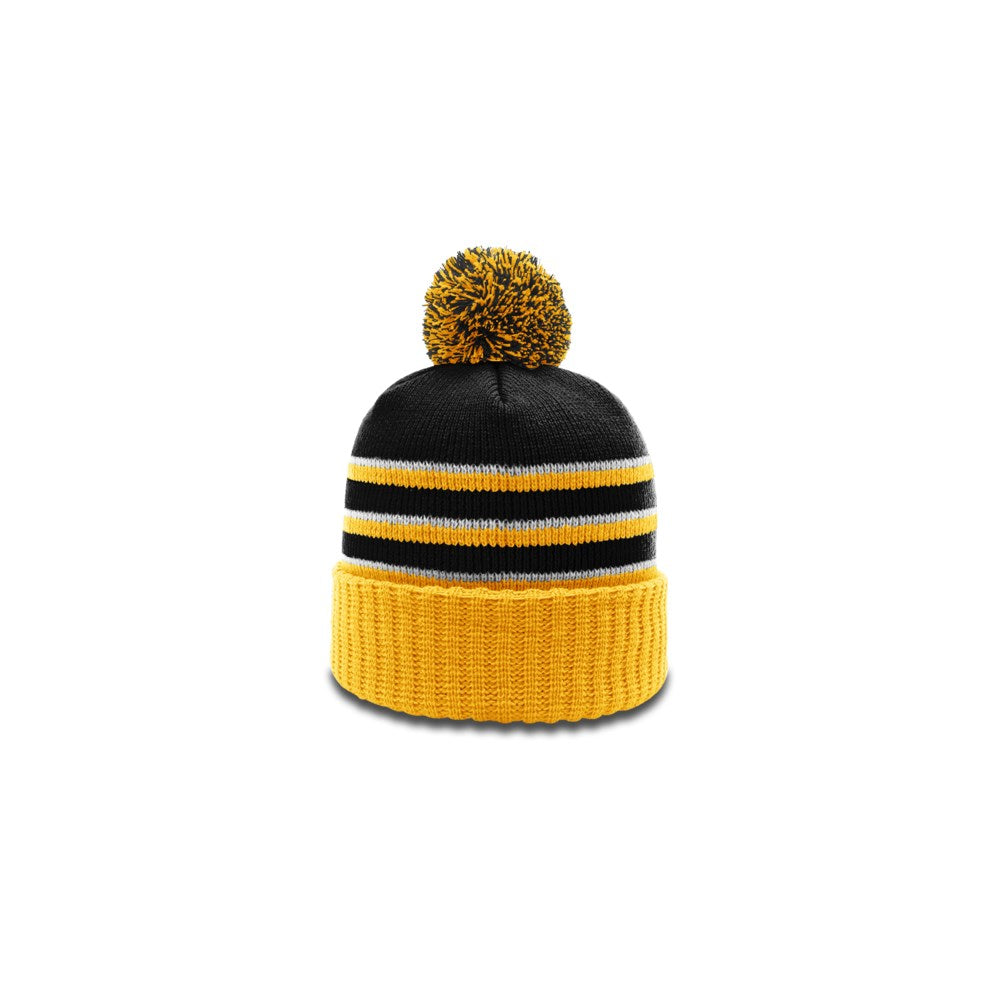 Richardson 134 Striped Beanie with Cuff & Pom Hat