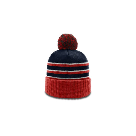 Richardson 134 Striped Beanie with Cuff & Pom Hat