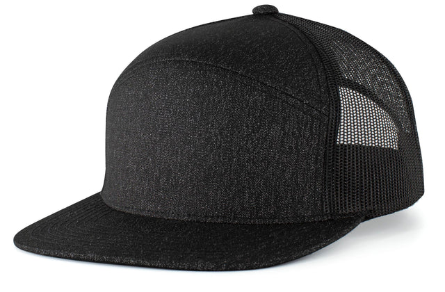 Pacific Headwear Heather 6-panel Arch Trucker Snapback Cap