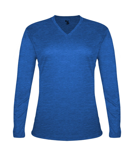 Badger Sport  Women's Tri-blend Ladies' V-neck L/s T