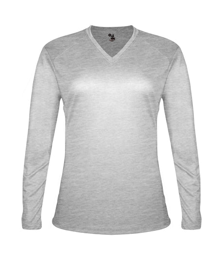 Badger Sport  Women's Tri-blend Ladies' V-neck L/s T