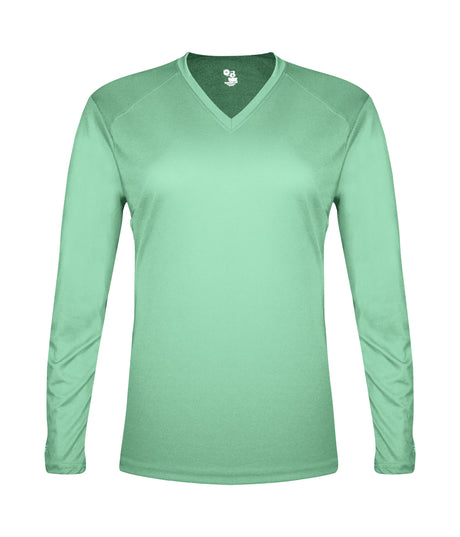 Badger Sport  Women's Tri-blend Ladies' V-neck L/s T