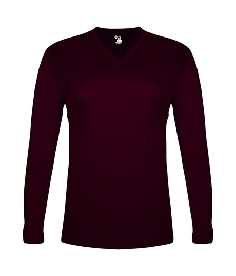 Badger Sport  Women's Tri-blend Ladies' V-neck L/s T