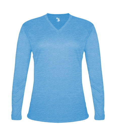 Badger Sport  Women's Tri-blend Ladies' V-neck L/s T