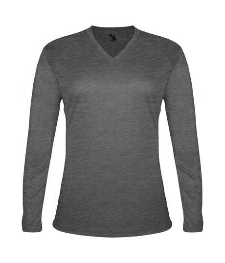 Badger Sport  Women's Tri-blend Ladies' V-neck L/s T
