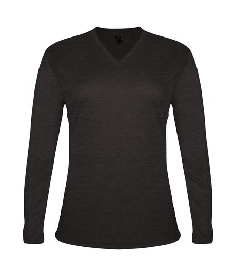 Badger Sport  Women's Tri-blend Ladies' V-neck L/s T