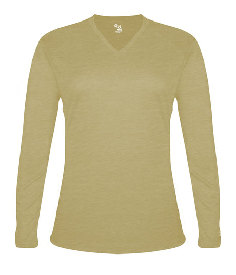 Badger Sport  Women's Tri-blend Ladies' V-neck L/s T