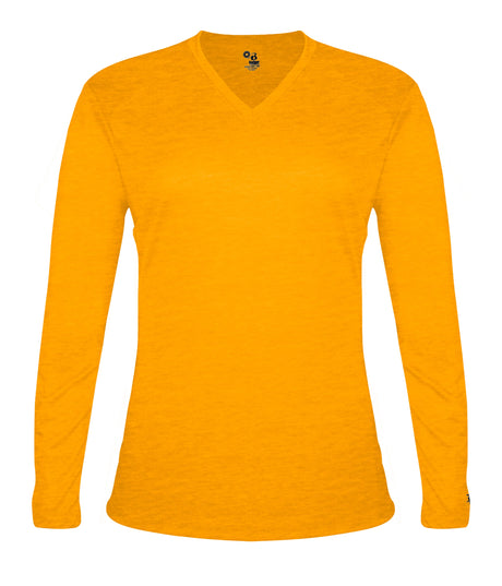Badger Sport  Women's Tri-blend Ladies' V-neck L/s T