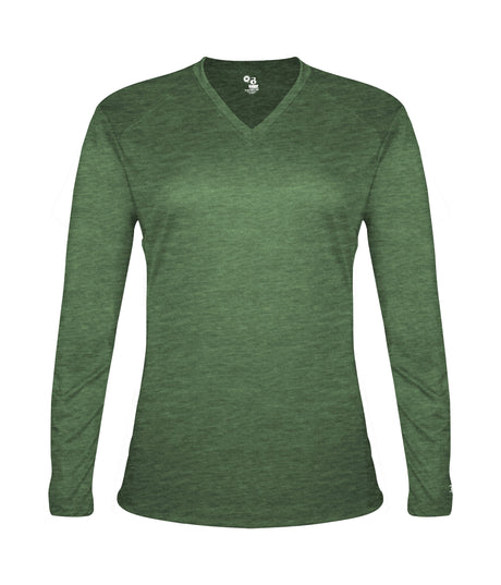 Badger Sport  Women's Tri-blend Ladies' V-neck L/s T