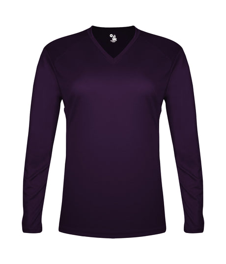Badger Sport  Women's Tri-blend Ladies' V-neck L/s T