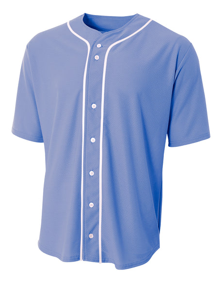 A4 Men's Short Sleeve Full Button Baseball Jersey-1