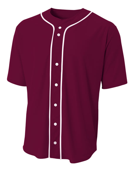 A4 Men's Short Sleeve Full Button Baseball Jersey-1