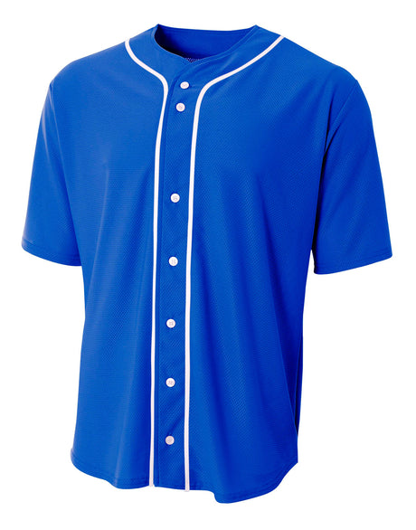A4 Men's Short Sleeve Full Button Baseball Jersey-1