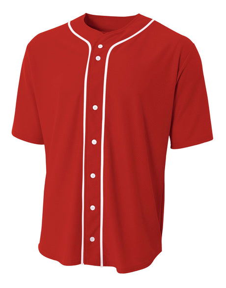 A4 Men's Short Sleeve Full Button Baseball Jersey-1