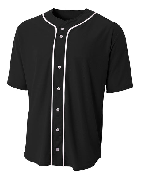 A4 Men's Short Sleeve Full Button Baseball Jersey-1