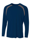 A4 Men's Spartan Long Sleeve Color Block Crew