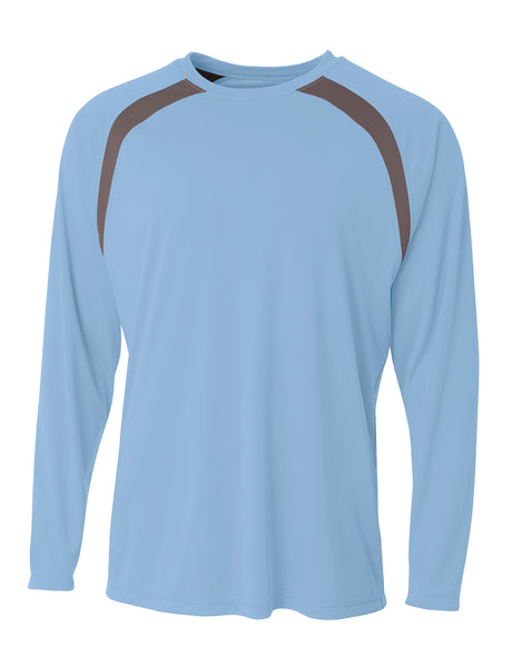 A4 Men's Spartan Long Sleeve Color Block Crew