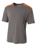 A4 Men's Tourney Heather Short Sleeve Color Block