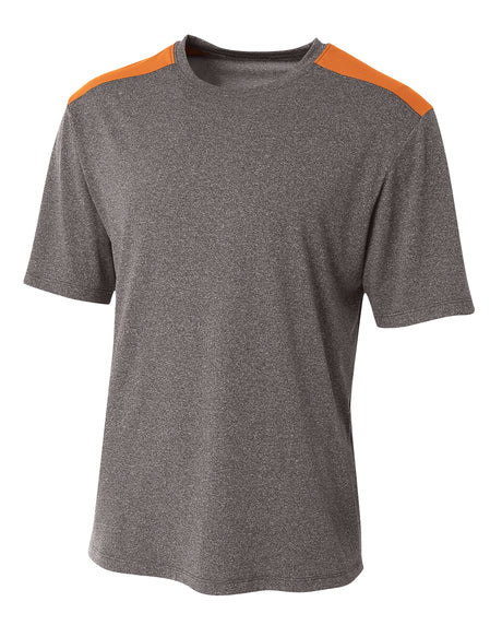 A4 Men's Tourney Heather Short Sleeve Color Block