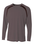 A4 Men's Spartan Long Sleeve Color Block Crew