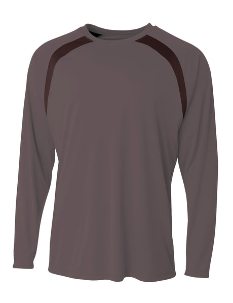 A4 Men's Spartan Long Sleeve Color Block Crew