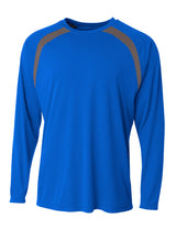 A4 Men's Spartan Long Sleeve Color Block Crew