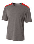 A4 Men's Tourney Heather Short Sleeve Color Block