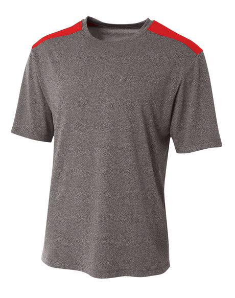 A4 Men's Tourney Heather Short Sleeve Color Block