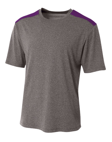 A4 Men's Tourney Heather Short Sleeve Color Block