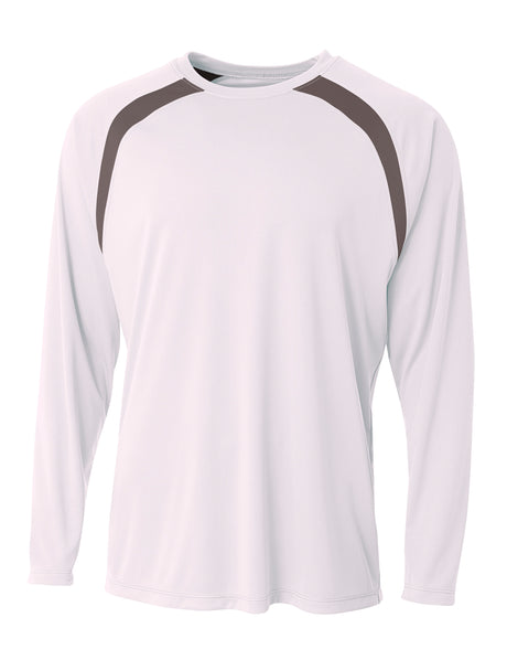 A4 Men's Spartan Long Sleeve Color Block Crew