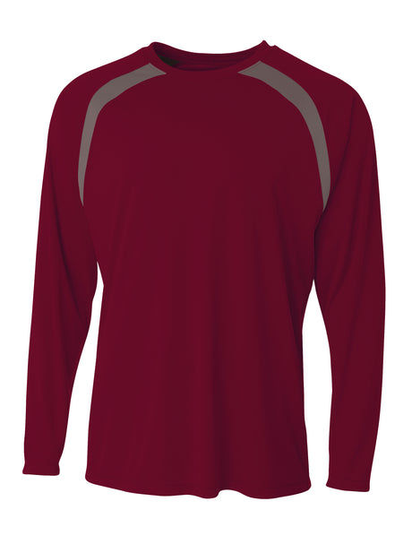 A4 Men's Spartan Long Sleeve Color Block Crew
