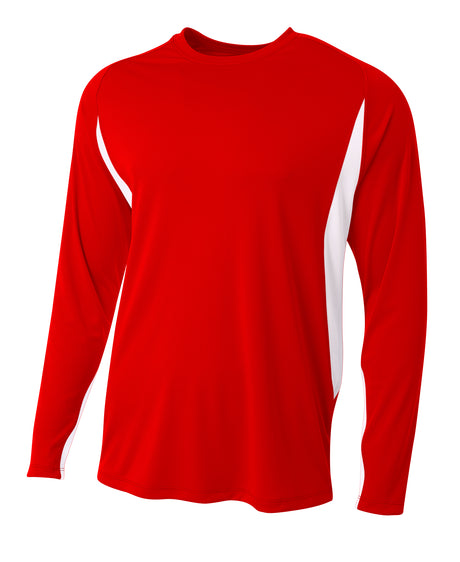 A4 Men's Long Sleeve Color Block Tee