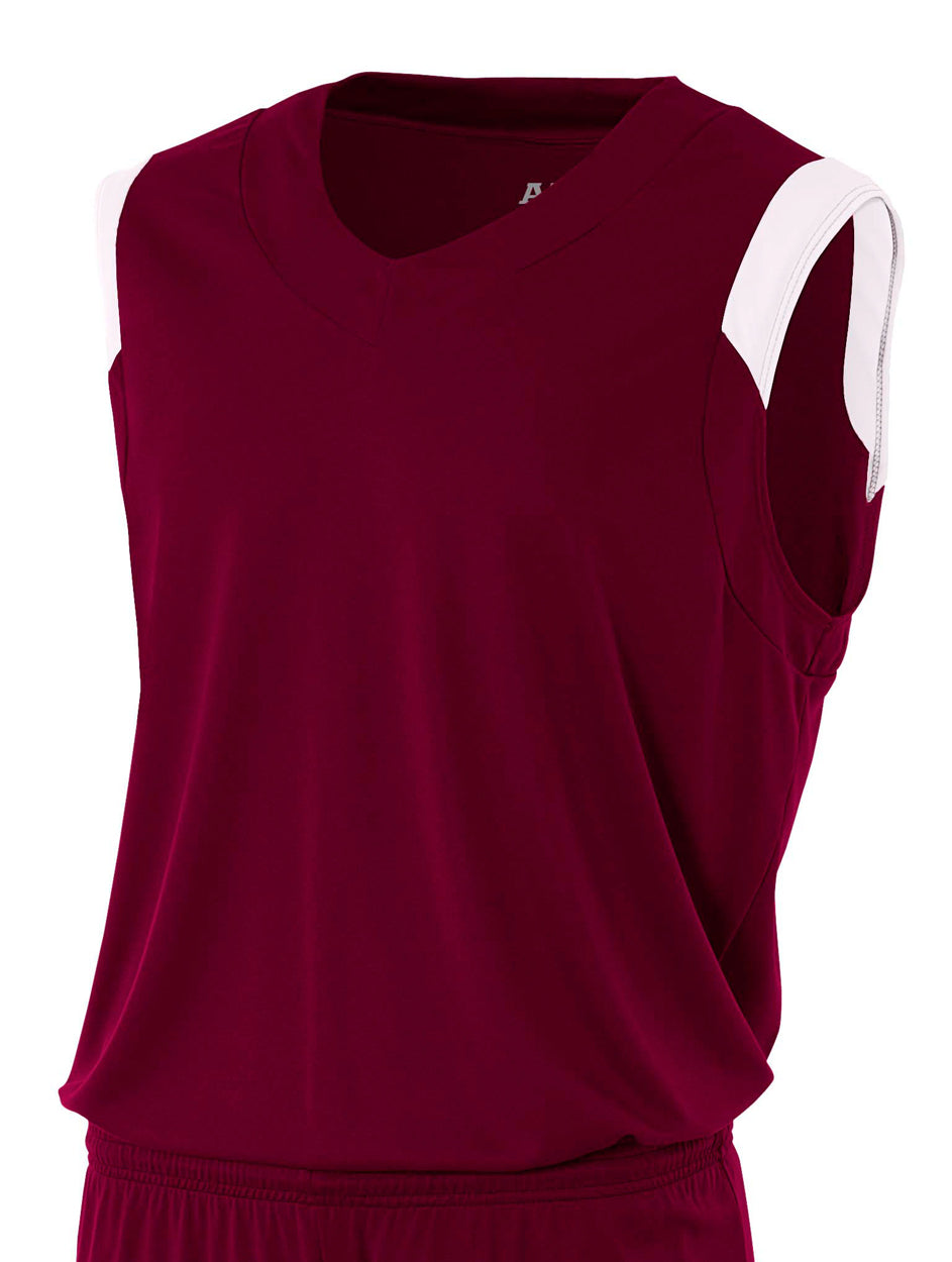 A4 Youth Moisture Management V-Neck Muscle-1