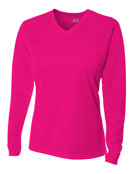 A4 Long Sleeve V-Neck Bird's Eye Mesh Tee-1