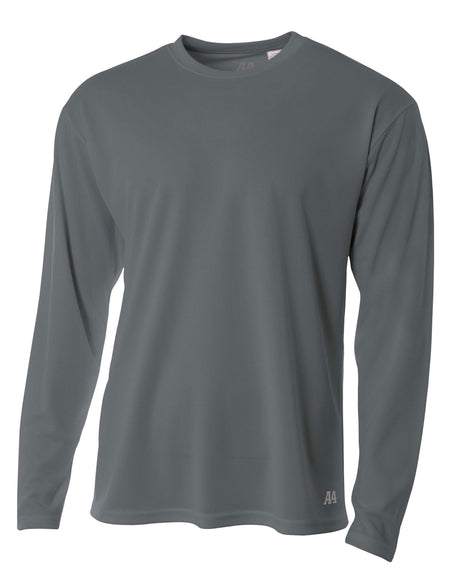 A4 Men's Long Sleeve Birds-Eye Mesh Crew-1