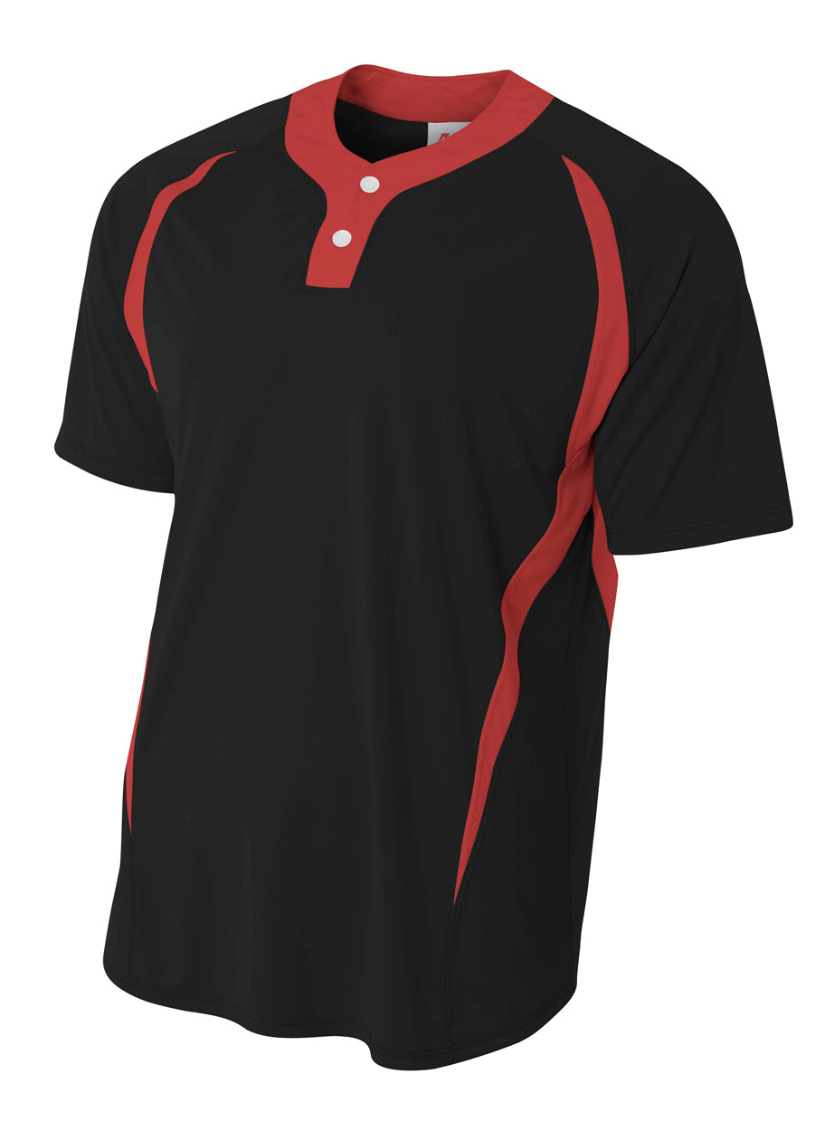 A4 Youth 2-Button Color Block Henley-1