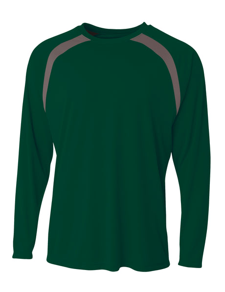 A4 Men's Spartan Long Sleeve Color Block Crew