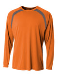 A4 Men's Spartan Long Sleeve Color Block Crew