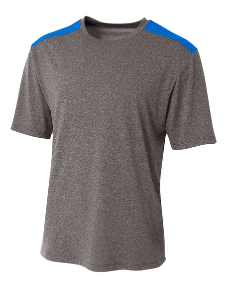 A4 Men's Tourney Heather Short Sleeve Color Block
