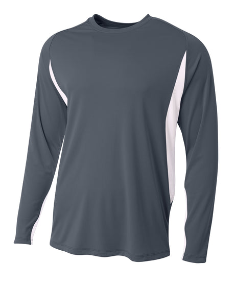 A4 Men's Long Sleeve Color Block Tee