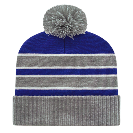 Cap America iK56 Double Stripe Knit Cap with Ribbed Cuff-1