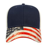 Cap America i1011 Sublimated Flag Visor Trucker Mesh Back Cap-2